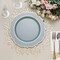 20 DUSTY BLUE 10.5" Round Plastic Dinner Plates GOLD Scalloped Rim